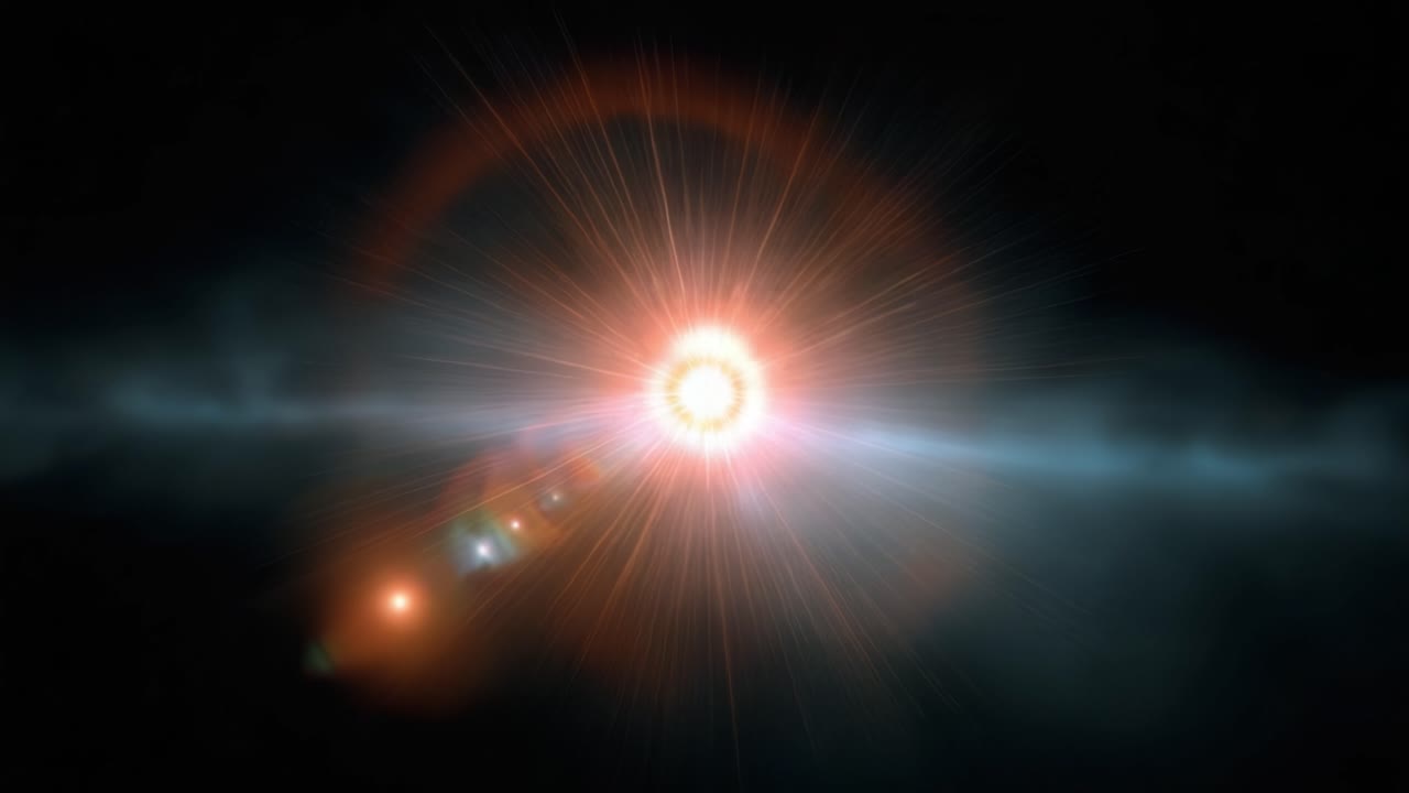 Un fenomeno celeste straordinario: stella radiosa che emette luce ed energia vibrante in un ambiente cosmico, circondata da nebulose eteree e nuvole di gas astrale