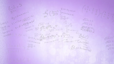 animation of mathematical equations with lens flares over white background