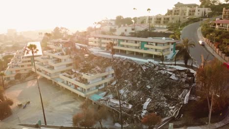 aerial over a hillside apartment building destroyed by fire in ventura california following the thomas wildfire in 2017 5