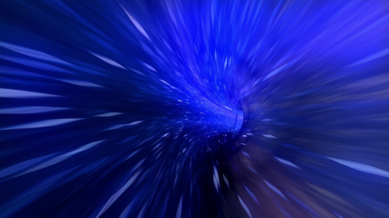 agujero de gusano a través del tiempo y el espacio, deformación a través de la ciencia ficción. salto abstracto en el espacio en el hiperespacio entre estrellas coloridas. volando a través del túnel de datos púrpura azul. bucle sin costuras, animación 3d en 4k