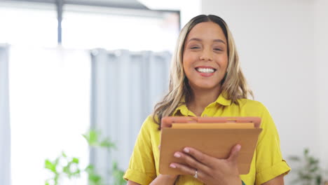 Happy,-smile-and-tablet-with-a-business-pregnant