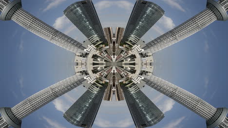 timelapse of tokyo city scene and skyline made into abstract fisheye tiny planet