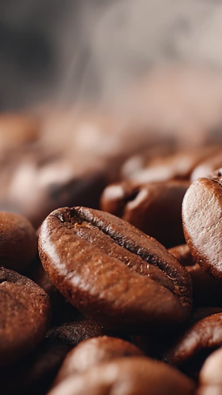 Aromatiske kaffebønner: Fanger essensen af friskristede kaffebønner med mystisk damp, der stiger op for at forbedre din sanseoplevelse.