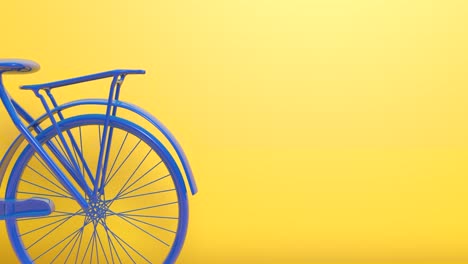 3D-Blaues-Fahrrad-Auf-Gelbem-Hintergrund