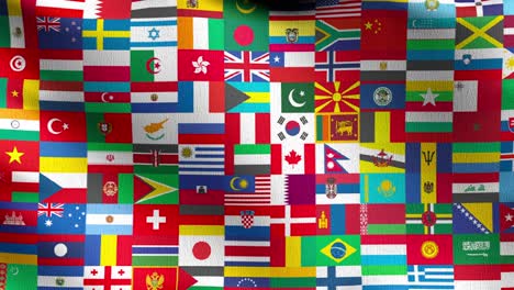 seamless loop 4k vdo. flags collection of the world. 3d rendering illustration of waving sign symbol. international flags.