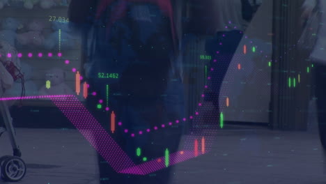 animación de estadísticas y procesamiento de datos sobre peatones en la calle de la ciudad