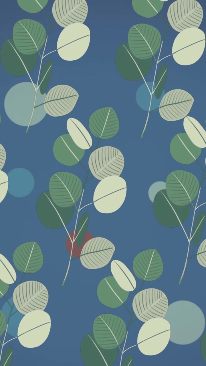 Animation of leaves on blue background