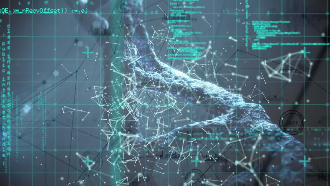 Animation of data processing over dna strand spinning