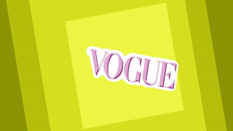 animation of vogue text on yellow squares backgroud