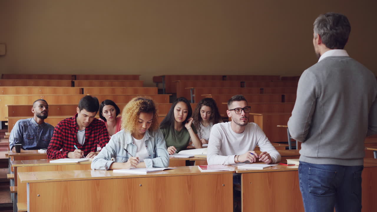 Students in a Classroom Listening to a Lecture