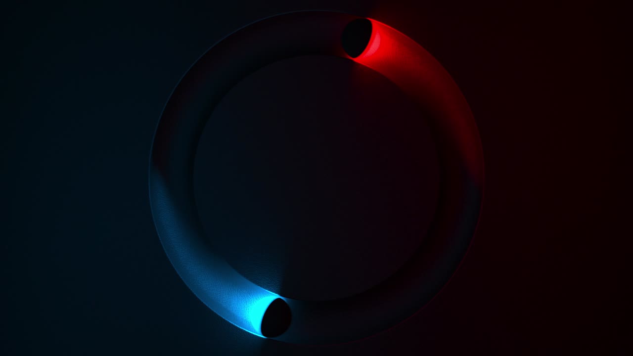 Glowing ball rolling in circular gutter animation. Minimal cycled motion with illuminated sphere. Conceptual 3d render backdrop 4k uhd loop