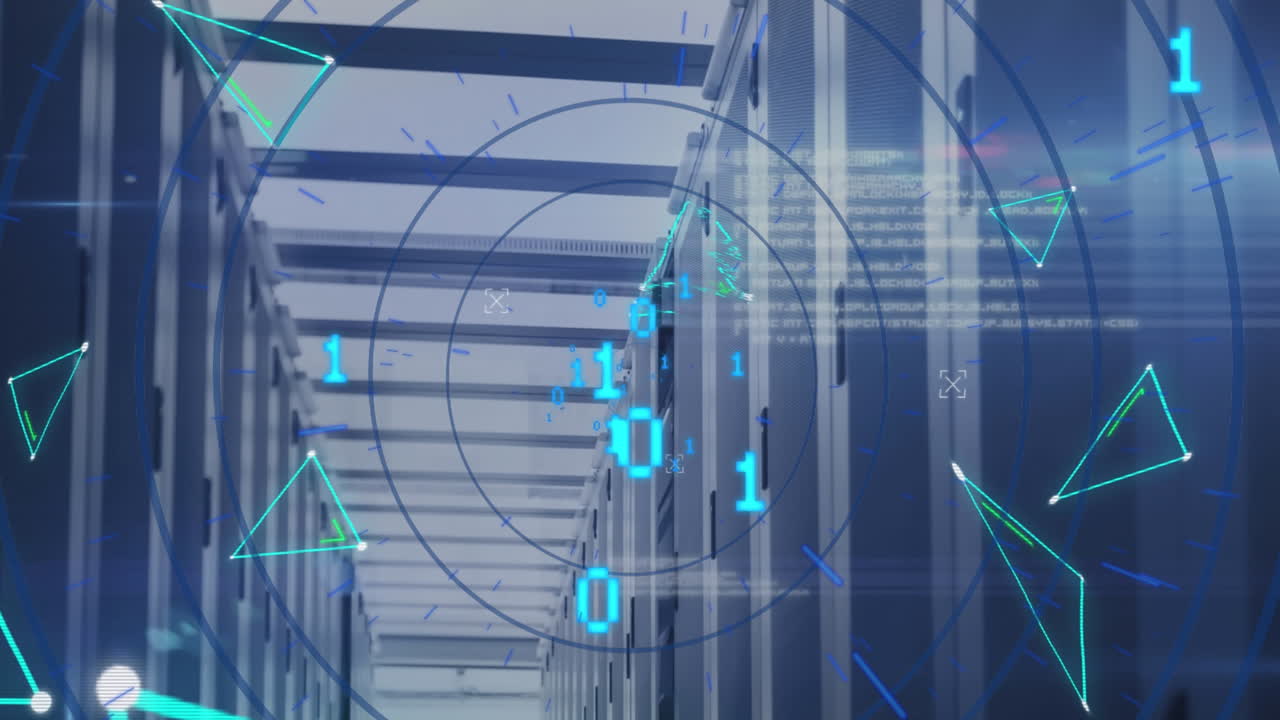 서버 에 모양을 형성하는 원과 연결된 점 위의 이진 코드의 애니메이션