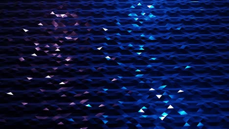 estilo oscuro abstracto bajo fondo poli en 4k. ondas abstractas se mueven en superficie metálica brillante en bucle. animación suave y sin costuras. simple geometría minimalista bg. color azul