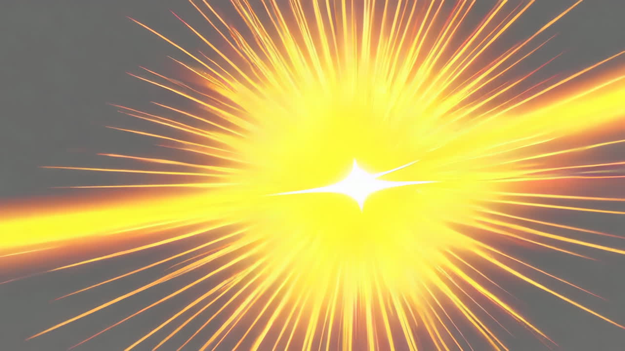 Bright Starburst Light Effect with Rays on Grey Background