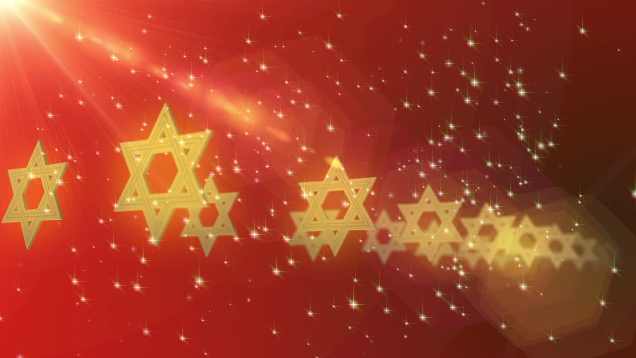 골드 데이비드 스타 기호 입자 루프 애니메이션 배경