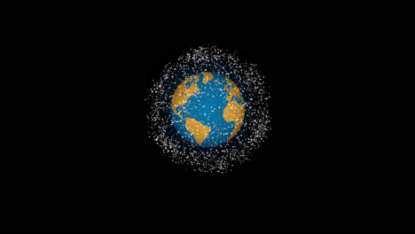 satélites que orbitan la tierra, sin estrellas en el fondo, bucle sin interrupción