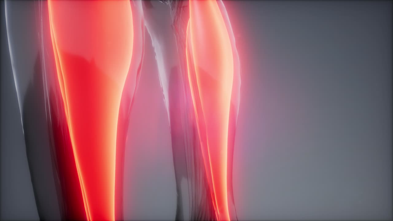 가스트로크네미우스 가시적인 근육 해부학 지도