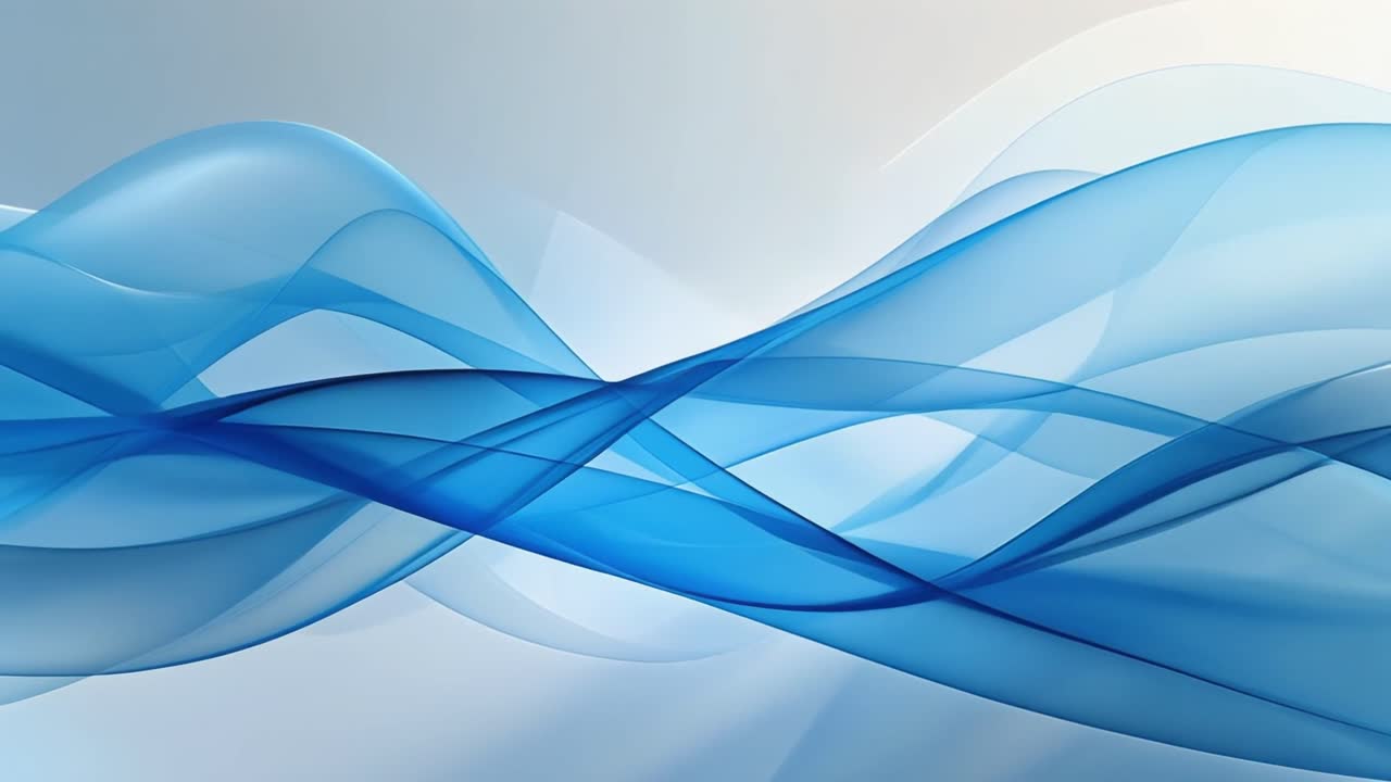 Smooth Flowing Blue Abstract Waves on a White Background