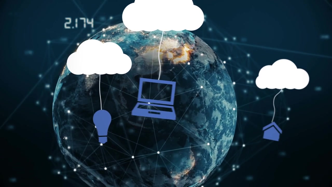 Digital Cloud Computing Network Connecting Global Devices