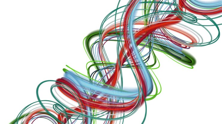Animazione fantastica con oggetto a onda a strisce al rallentatore, 4096x2304, loop 4K
