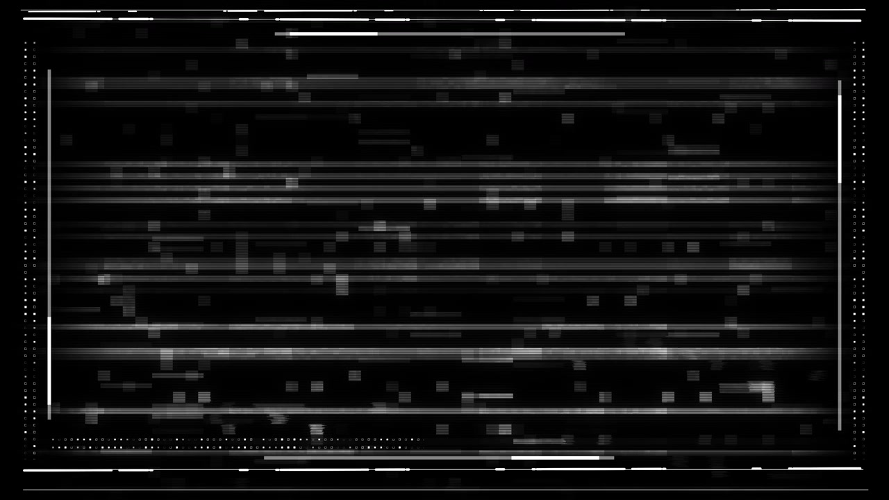 Sort glitch HUD-skærmoverlejring forvrængning digital støj ødelagte interfacebjælker tech-ramme cyber