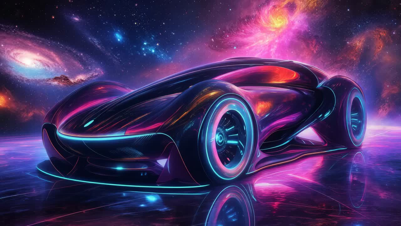Auto spaziale futuristica al neon