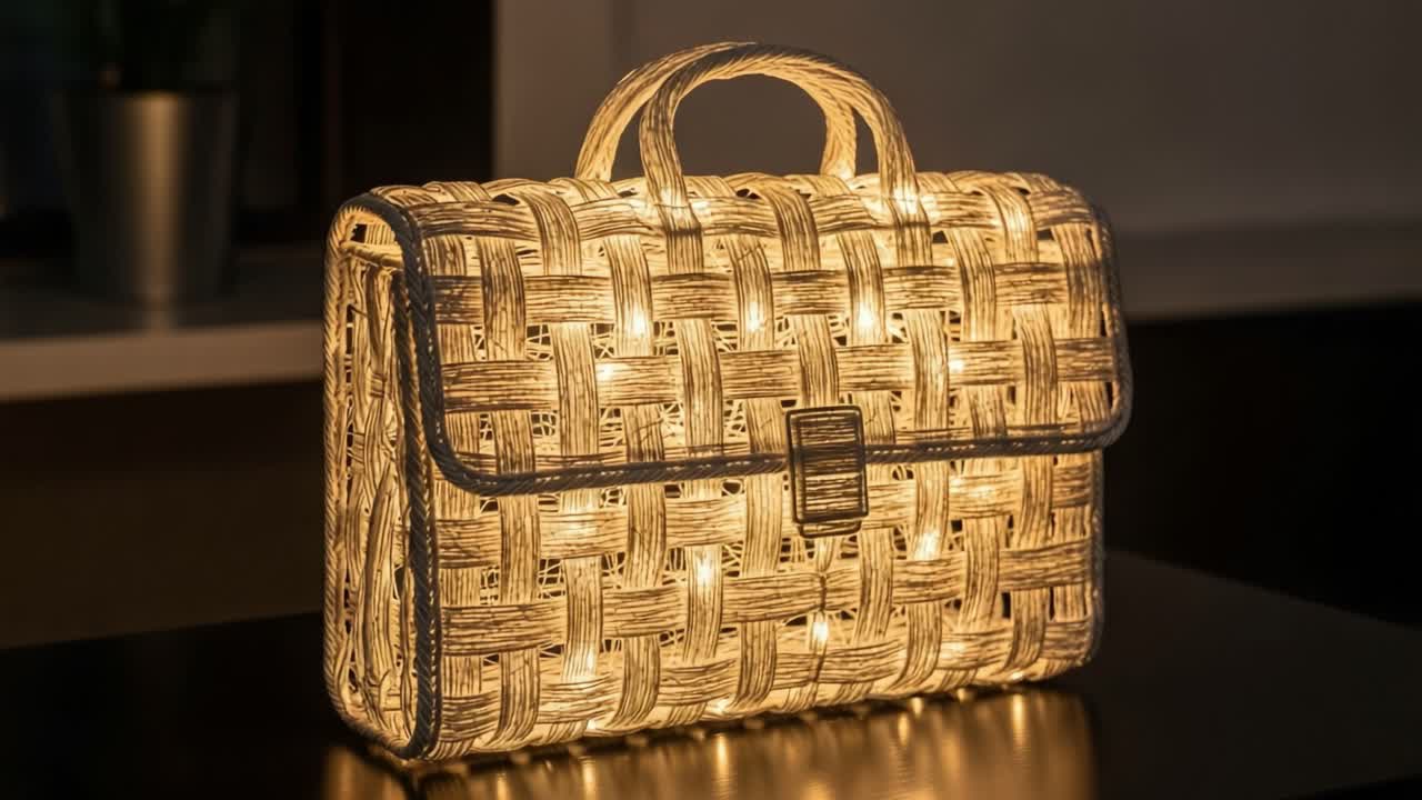 A Stunning Woven Illuminated Bag that Combines Artistry with Functionality, Perfect for Adding a Touch of Elegance to Modern Interiors