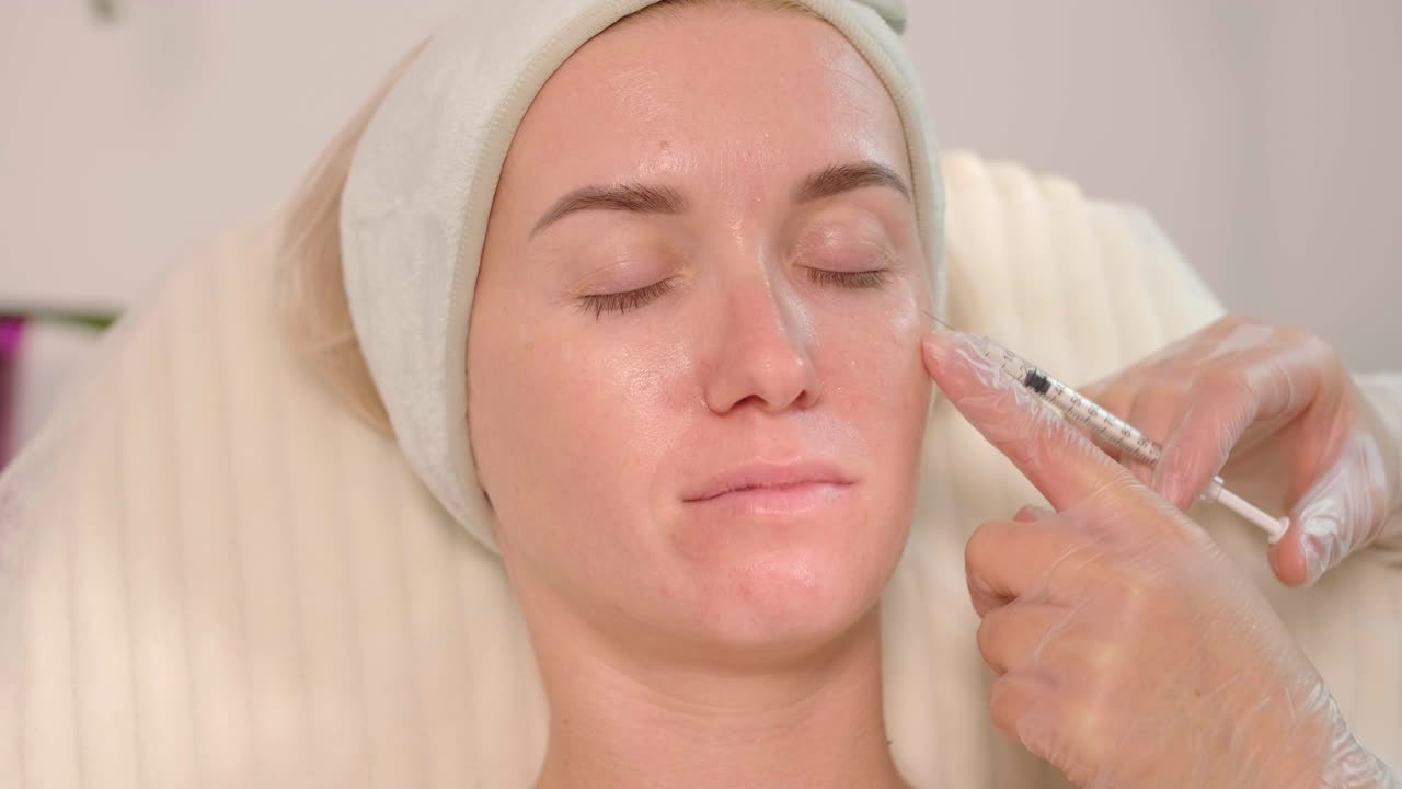 procedimiento de inyección de botox en la clínica de cosmetología moderna. terapia botulínica