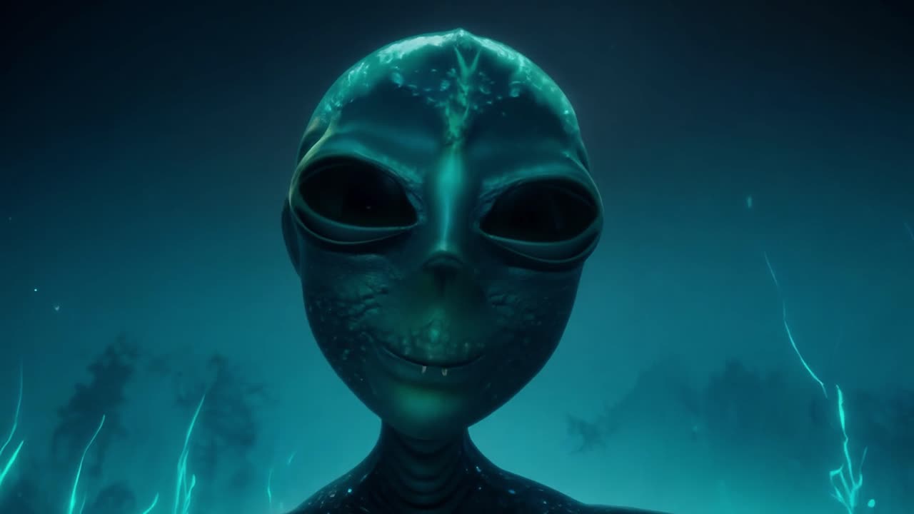 Alien in a Glowing Forest