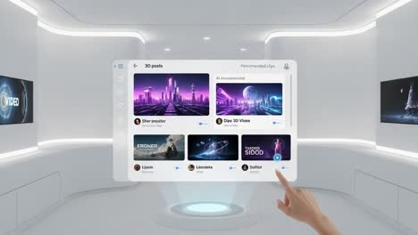 exploring a high-tech virtual interface: the journey through a futuristic display with recommended 3d content for digital creativity and engagement
