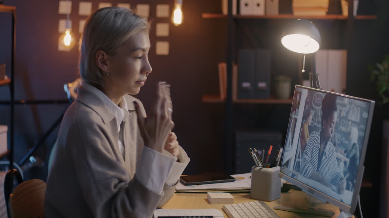 비디오 컨퍼런스의 여성