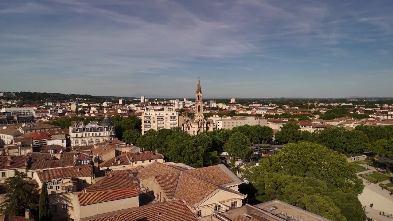Vista aerea di un anfiteatro, patrimonio dell'Impero Romano in Francia, Patrimonio dell'Umanità UNESCO.