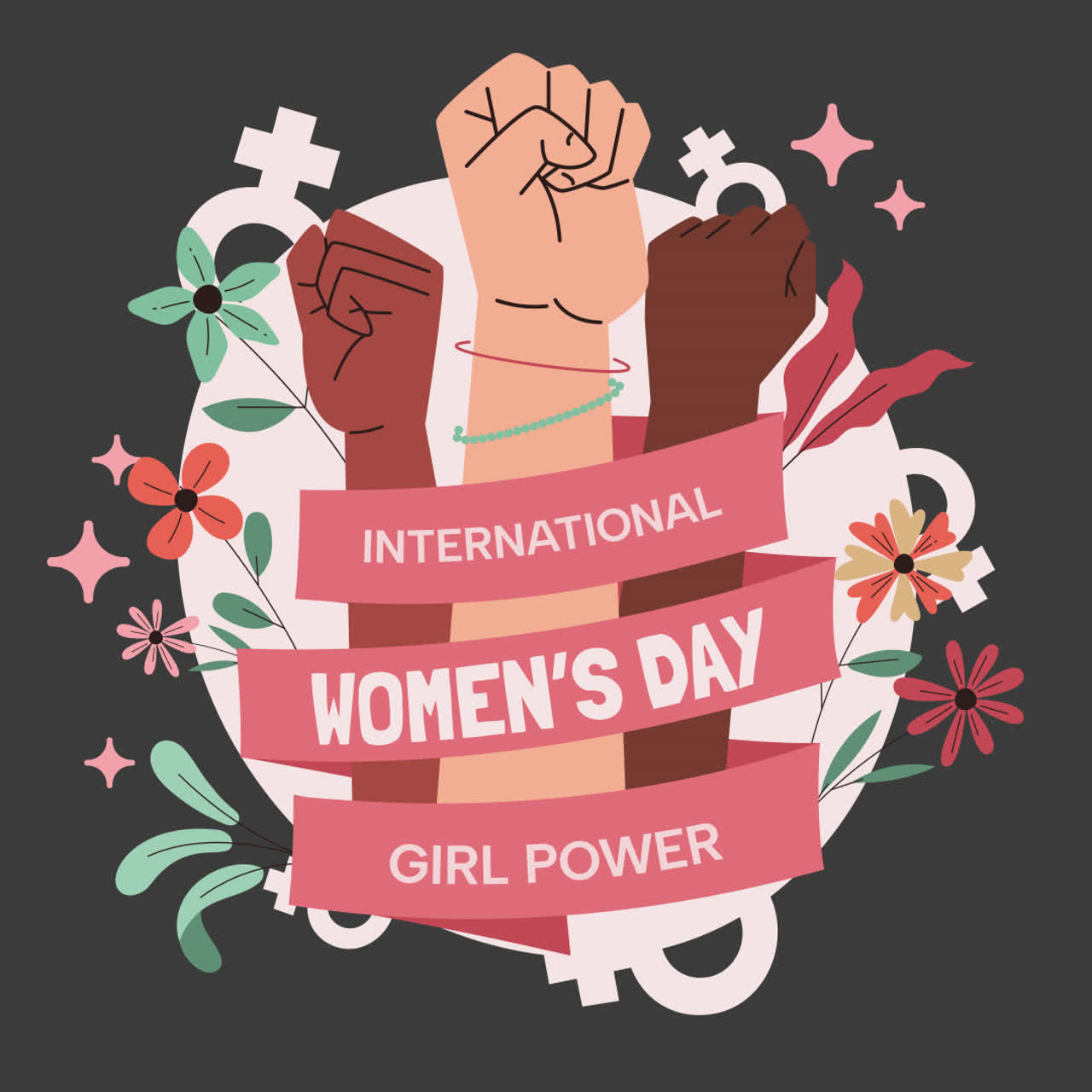 국제 여성의 날 일러스트: 소녀의 힘