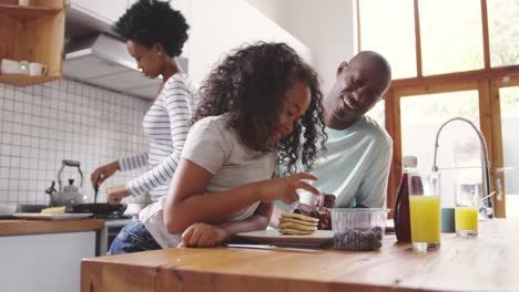 family spending time at home together