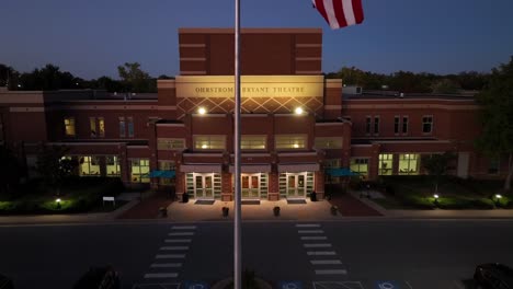 aerial view of ohrstrom-bryant theatre at night