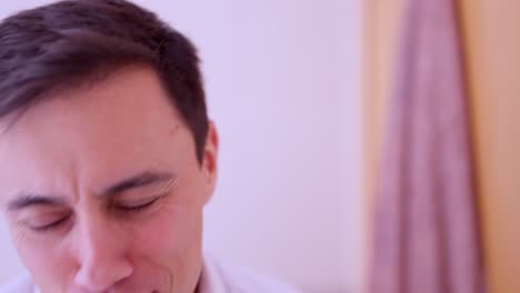businessman motivating himself in front of mirror