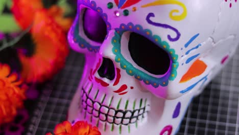 sugar skull decor for day of the dead, close up