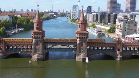 subway train summer day east west berlin border river bridge germany