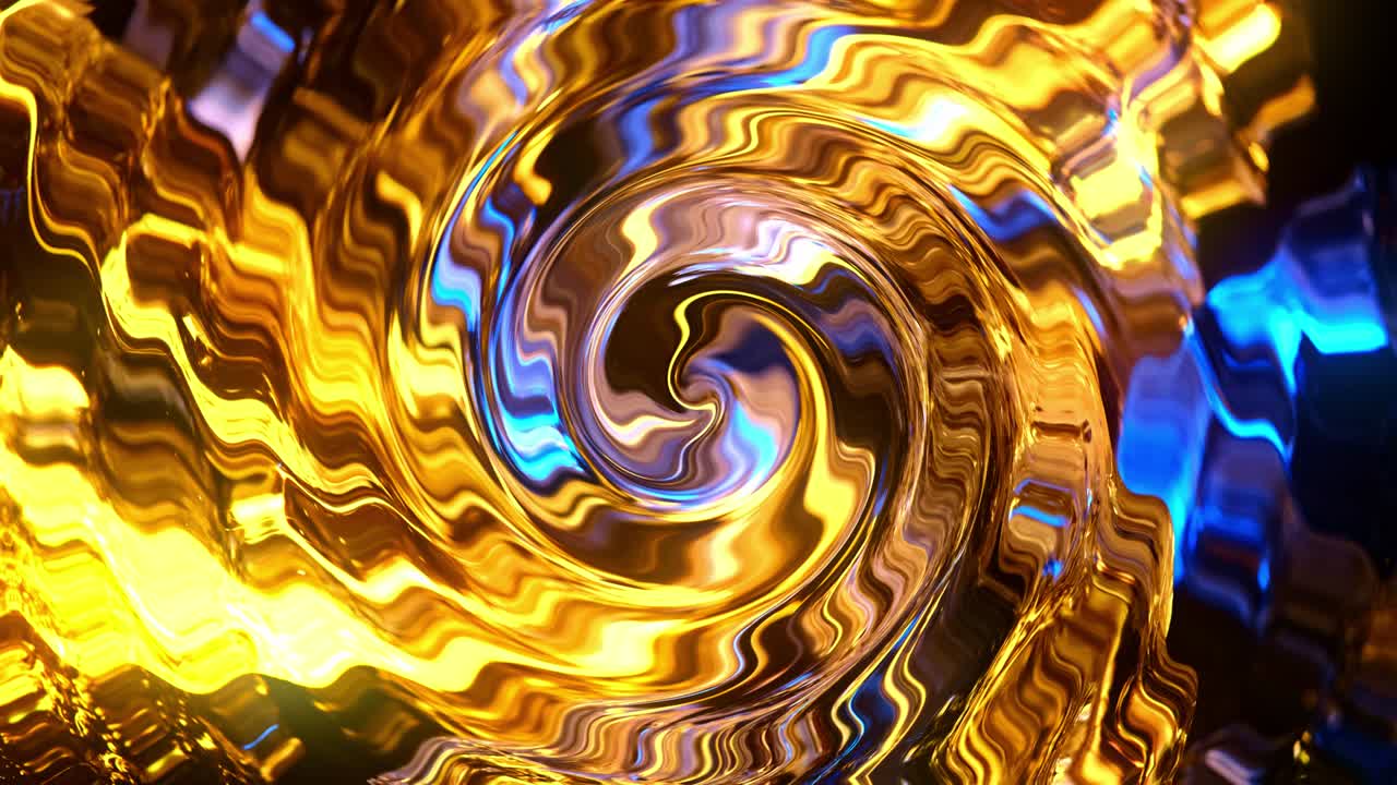 вращение ярких светящихся кругов. синие и желтые цвета. футуристические кадры. флуоресцентная неоновая абстракция