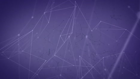 animación de la red de conexiones con puntos brillantes sobre fondo púrpura