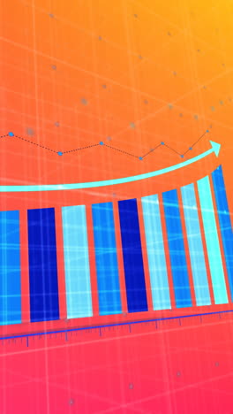 animación del procesamiento de datos financieros sobre un fondo naranja