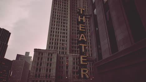 theater building in a city at night