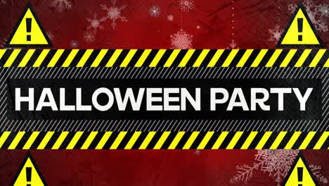 Animation-of-halloween-party-text-over-snow-falling