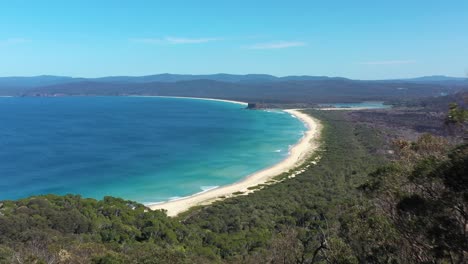 An-Excellent-Aerial-View-Looming-From-A-Dock-To-Disaster-Bay-Lookout-At-Ben-Boyd-National-Park-In-New-South-Wales-Australia