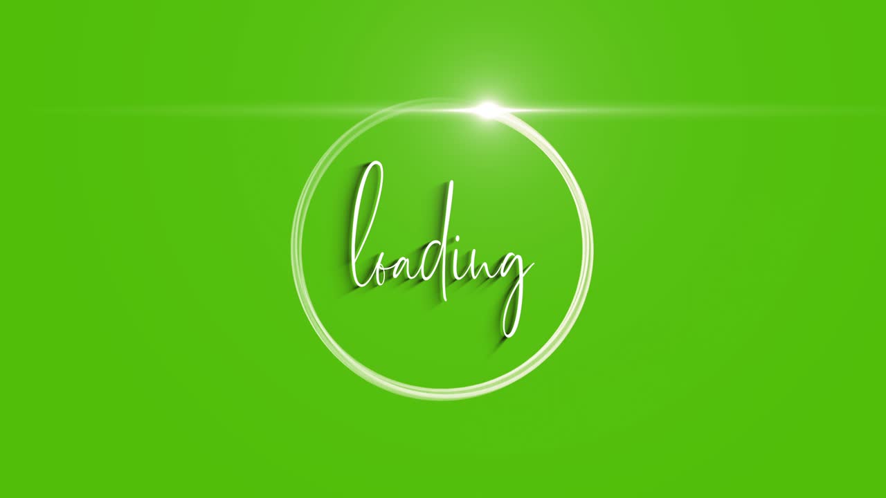 carga de texto con partículas de círculo en fondo de color verde, estilo plano.