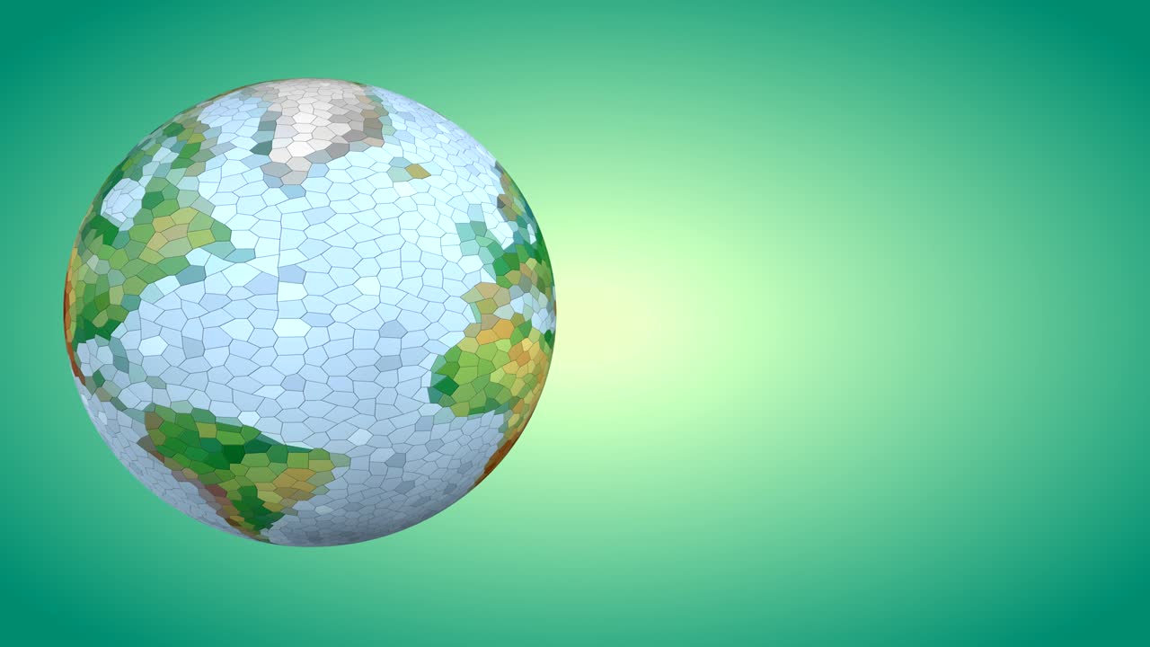 un planeta de baja poli con continentes y mares