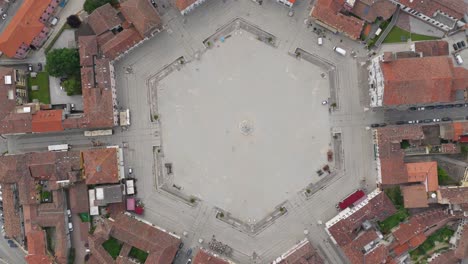 direct vertical shot of the central hexagonal square in palmanova