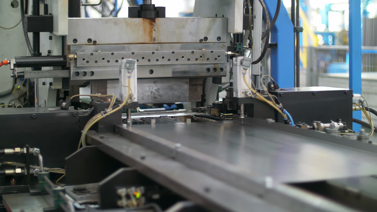 Industrial technology heavy-duty machine factory shaping metal steel coil for processing production line, showing industrial automation manufacturing efficiency