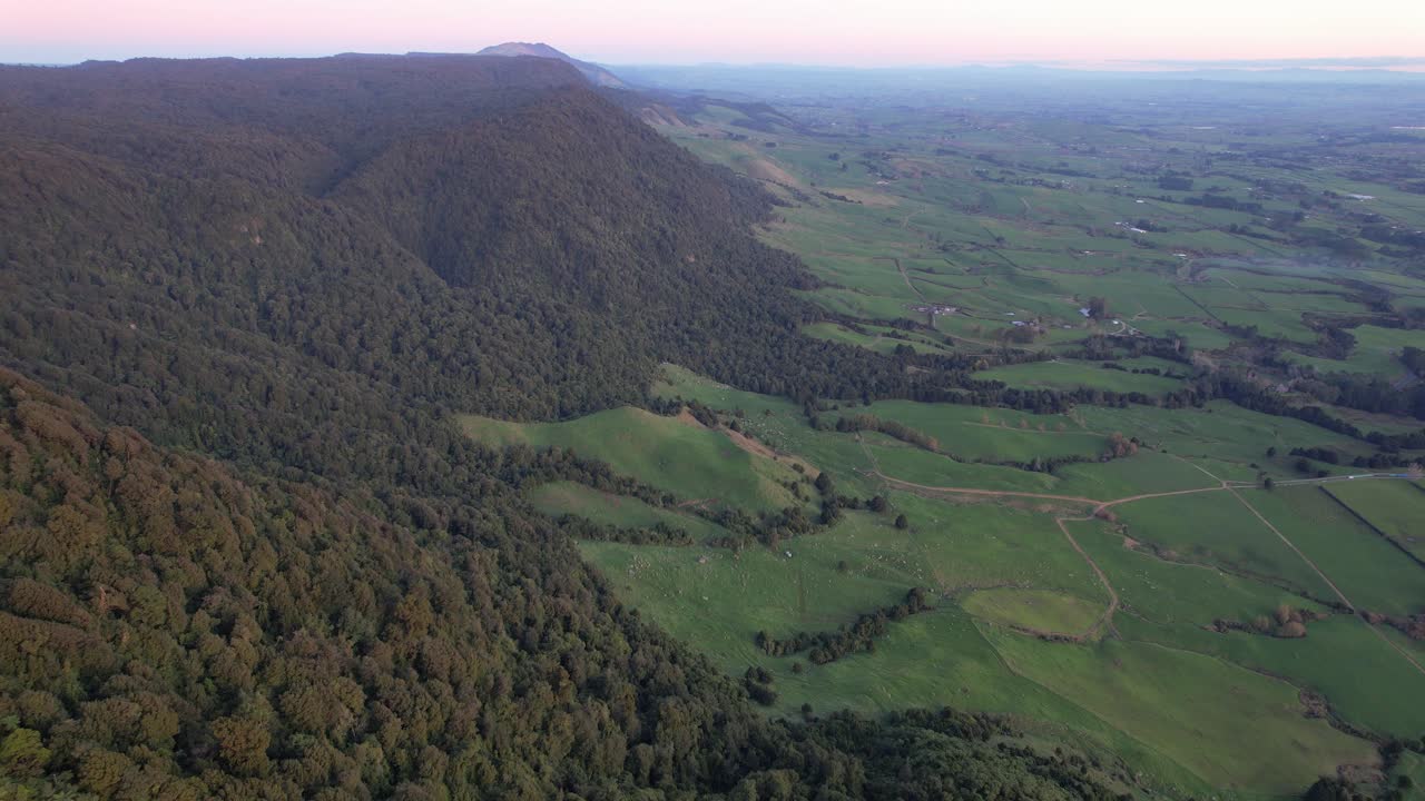 Aerial View of Lush Green Landscape in New Zealand