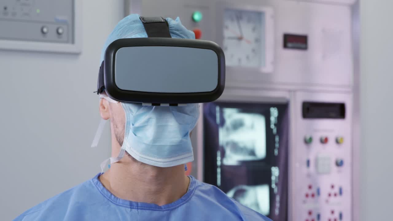 profesional médico que trabaja en un hospital utilizando vr
